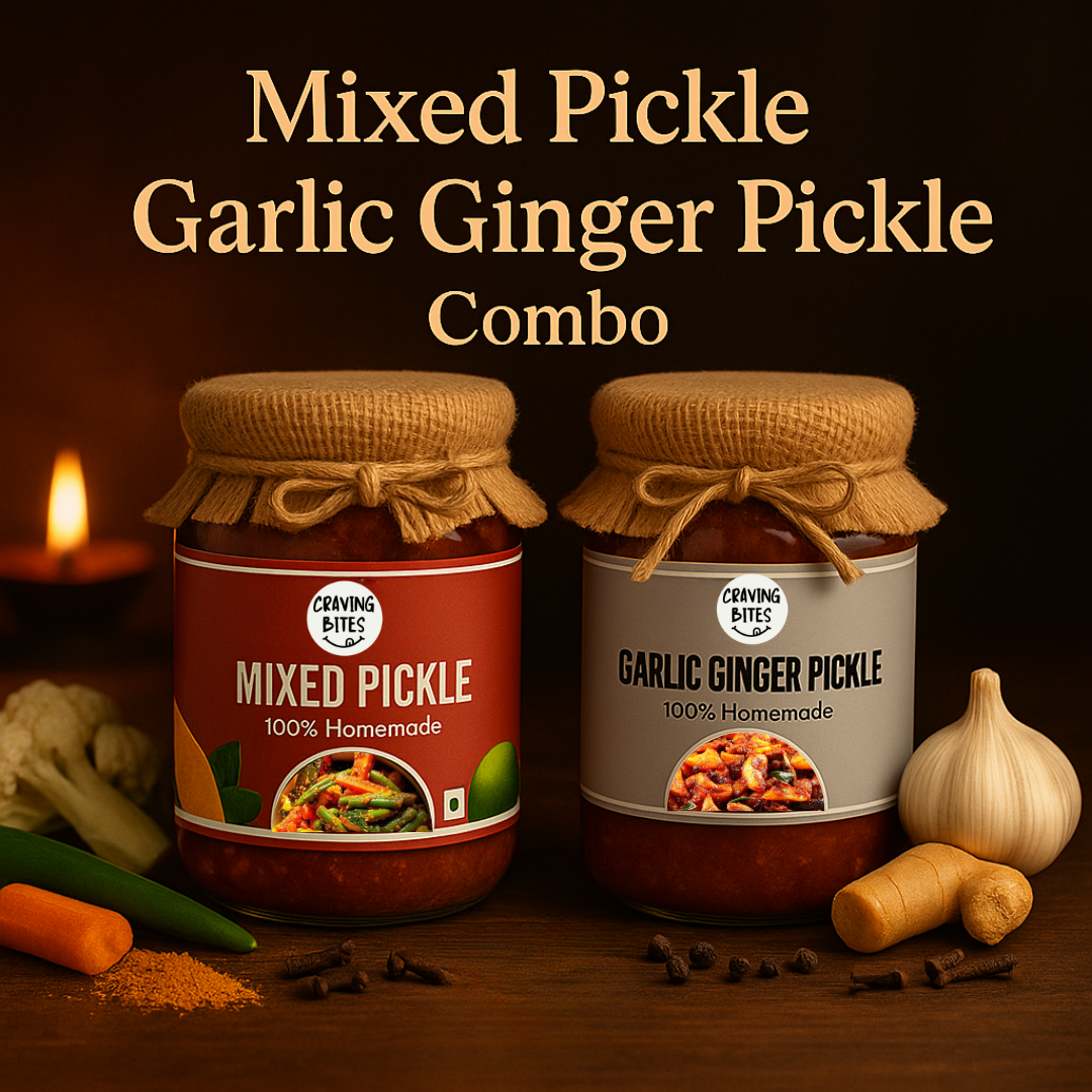 🧄🌿 Homemade Mixed Pickle  + Garlic Ginger  Pickle Combo Pack(500gm)